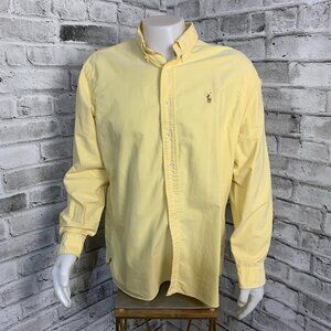 Vintage Polo Ralph Lauren Shirt Men XL Yellow Flesh Pony Classic Fit Button Down